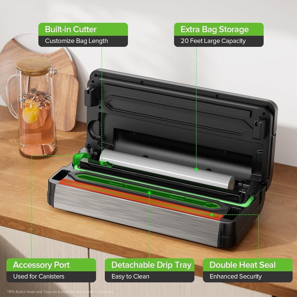 95kPa Vacuum Sealer Machine, Fully Automatic Food Sealer, Touch Display, 10-in-1 - Picture 3 of 6